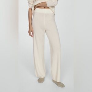 Nadaam Ribbed Flare Pant Small Cashmere Silk ivory